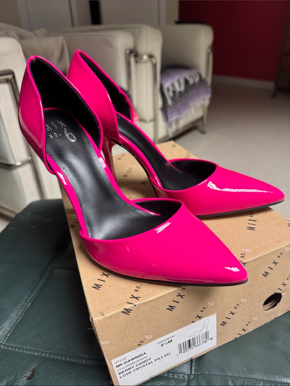 Mix No. 6 Hot Pink Patent D'Orsay Pointed Pumps